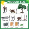 54 Pcs Play Farm Feed Food Accessories Toy Set Mini Educational Playset Feed Set, Includes Plastic Hay Bale Straw Heap Vegetable Planting Scene Tools Educational Gift Cake Toppers for Kids Toddlers