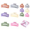 Alemaky 12 Pack Square Colorful Hair Clips, Big and Small Neutral Rectangle Claw Clips, Non-slip Matte Hair Clips for Women,Strong Hold jaw clip for Thick Thin Hair Silver Brown White Pink