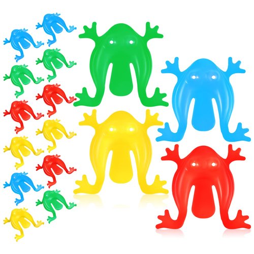 Kisangel 16 Pcs Frog Jumping Toy Finger Pressing Plastic Bouncing Frog Toy for Kids Birthdays Par...