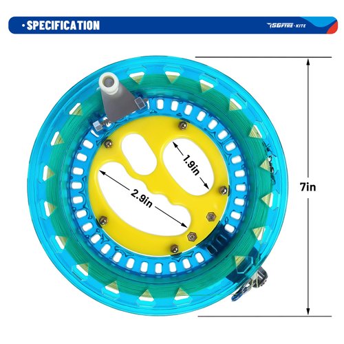SGftre Kite String Reel Winder 7 inches Dia with 600 feet Line for Kids & Adults，Professional Outdoor Kite Line WinderHigh Strength Kite String（7inches Green）