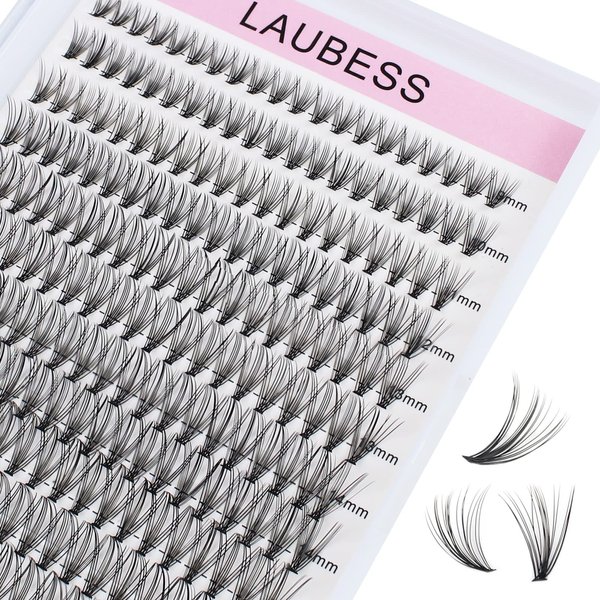 Individual Lashes 240pcs DIY Eyelash Extension 20D C Curl Cluster Lashes Natural Look Long Individual Lash Extensions Volume Lash Cluster Eyelashes (20D-0.10C-9-16mm)