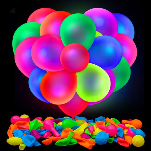 110 Pcs UV Neon Balloons, Neon Glow Party Balloons 7 Colors Glow Balloons Glow in the Dark Balloons for Blacklight Party Birthday Wedding Neon Party Supplies and Decorations (110)