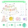 YEOCU Birthday Decorations, NO DIY, Pre-Strung Happy Birthday Banner with Honeycomb Balls, Hanging Swirls, Circle Dots Garland, Happy Birthday Party Decorations for Women Men Boys Girls (Pastel)