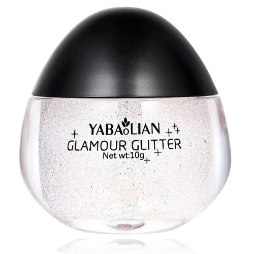 Fine Body Glitter Gel for Face, Eye, Lip, Hair, Body and Nail, Face Glitter Gel Liquid Eyeshadow Glitter Body Gel Festival Glitter Cosmetic Long Lasting Sparkling (#01 White)