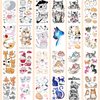 ANIUVOT 24 Sheets Cat Tattoos Temporary for Kids and Adults, Cute Cartoon Kitten Meow Body Stickers in Bulk, Farm Animal Birthday Party Favors for Children and Pet Lovers