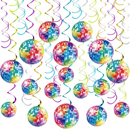 60 Pieces 70s Shining Disco Ball Hanging Swirls Disco Party Decorations 70's Party Swirls Ceiling for Retro Colorful Disco Fever Party Boogie Party 1970s Birthday Party Hippie Party Favors Supplies