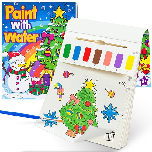 DoodleDoo Christmas Water Coloring Book for Kids, Paint with Water Book-Arts and Crafts for Kids, Watercolor Painting Kit for Girls Boys Holiday Games Birthday Christmas Gift for Kids 3 4 5 6 7 8