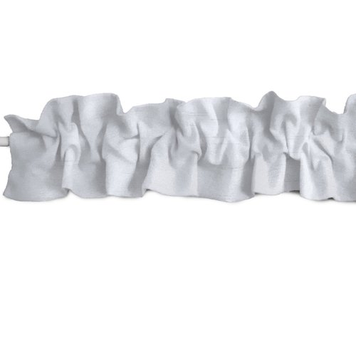 Zen Creative Designs Faux Dupioni Silk Sleeve Topper Window Valance Top Bottom Ruffle Home Décor Bedroom Nursery Kitchen Window (58" Wide x 5" Tall, White)