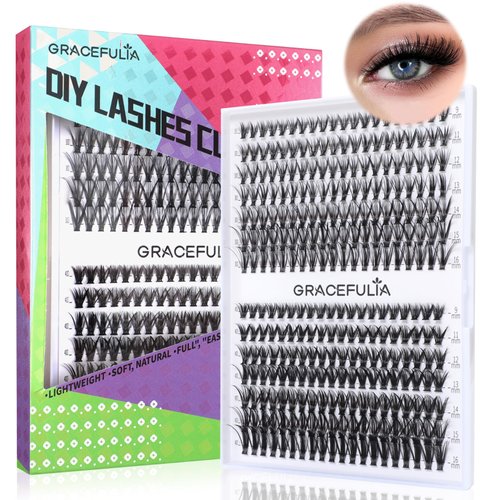 Wispy Lash Clusters 280pcs 30d+40d Individual Lashes 9-16mm Cluster Eyelash Extensions D Curl Eyelash Clusters Diy Lash Extension For Home, Travel, Christmas, Graduation Season, Wedding Parties