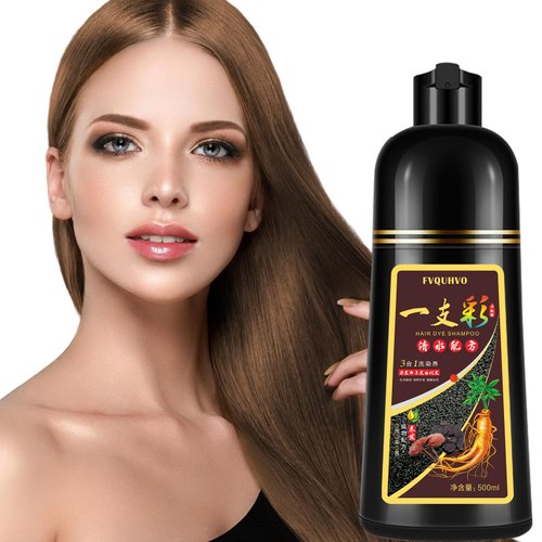 Chestnut Brown Hair Dye Shampoo 3 in 1 for Men Women, Natural Hair Color Shampoo for 100% Gray Coverage, Brown Hair Colors in 10-15 mins, Shampoo Para Canas Hair Dye Shampoo 16.9 Fl Oz(Chestnut Brown)