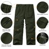 linlon Kids' Cargo Pants, Boy's Casual Outdoor Quick Dry Waterproof Hiking Climbing Convertible Trousers #9035-Army Green-L