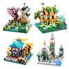 DOLBLOCK Four Seasons Cherry Blossom Micro Cute Building Blocks Mini Sets for Adults and Kids, Tree House Flowers and Plants Modle 4 Kits