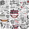 GOROMON 6 Sheets 3D Joker Tattoos Stickers, Halloween Damaged Joker Temporary Tattoos For Women Men Adults Hand Face, Halloween Makeup Kit Costume Party Rave Accessories Clown Prison Rapper Prisoner F