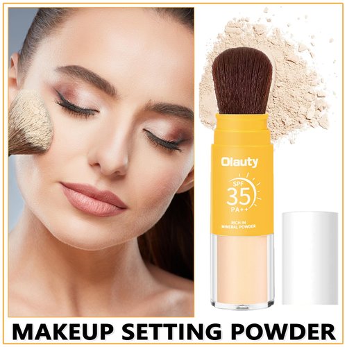 Mineral Sunscreen Setting Powder, SPF 35, Mineral Brush Powder, Powder Sunscreen for Face, Oil Control Matte Finish Translucent Setting Powder Face Powder for All Skin (#01 Translucent, 0.28FL.OZ)