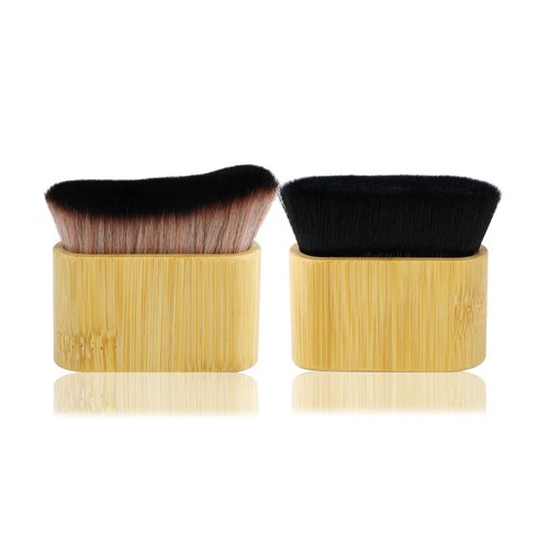2pcs Self Tanner Brush, Sunscreen Tanning Brush for Self Tan Flat & Curved Head Brush for Body Instant Makeup Buffing Brush, Foundation Brush Applicator for Blending Liquid Foundation Body Face