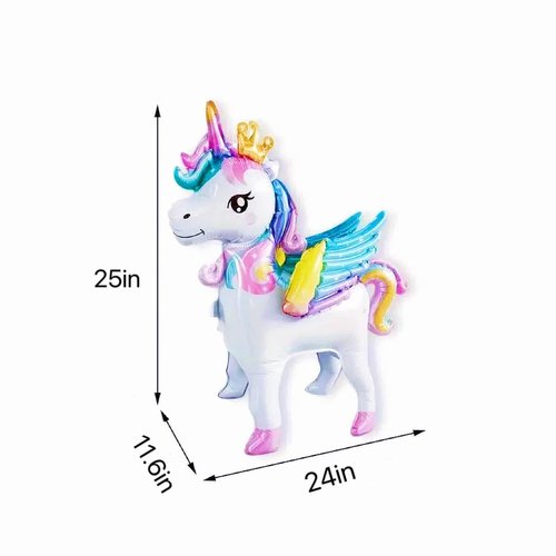Standing Unicorn foil Balloon, 3D Magical Crown Wings Unicorn Party Balloons, Girls Birthday Wedding Baby Shower Decorations Party Supplies (25inch 2PCS)