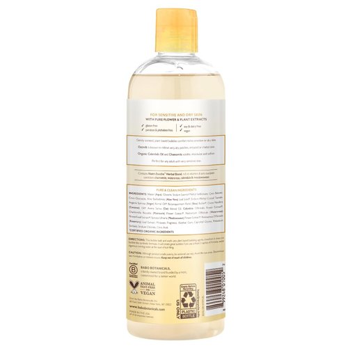 Babo Botanicals Moisturizing Plant-Based 2-in-1 Bubble Bath & Wash - with Organic Calendula & Natural Oat Milk - For Babies, Kids & Adults with Sensitive Skin - Hypoallergenic & Vegan - 15 oz