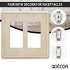 Questech Decor Double Rocker Light Switch Cover, 2-Gang Electrical Wall Plate, Double Switch Decorator Standard Size GFCI Receptacle Cover, Decorative Wall Plate Tumbled Texture, Travertine