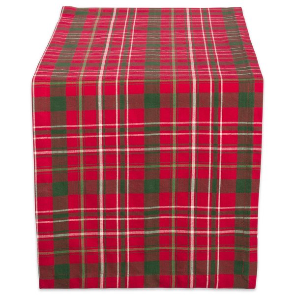 DII Holiday Dining Table Linen Collection Tartan Holly Plaid, Christmas Table Runner, 14x72, Red & Green