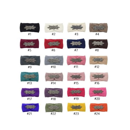 FZBNSRKO 2 Pcs Diamond Six Leaf Knit Wool Headband Sport Headband Warm Head Wrap for Women,Color in Random