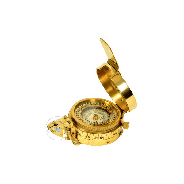 Vintage Old Style Military Compass Nautical Pocket Shiny Brass British Prismatic Compass an