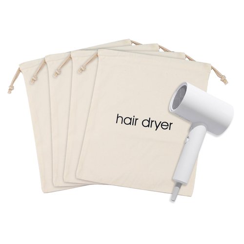 Hair Dryer Bags Bulk, Hairdryers Storage Drawstring Pouch, Blow Dryer Case Container Hairdryer and Styling Tools Accessories Bags for Hotel Home Airbnb Travel Bathroom 15 x 13 in (White 4 Pcs)
