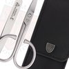 3 Swords Germany - brand quality 3 piece stainless steel INOX manicure pedicure grooming kit set for professional finger & toe nail care scissors file tweezers genuine leather case in gift box (03881)