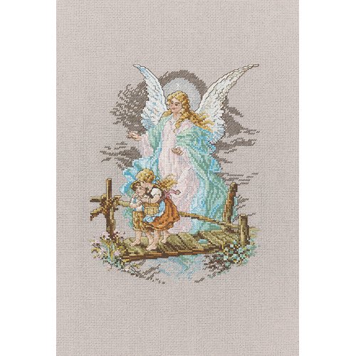 Janlynn Cross Stitch Kit, 8.125-Inch by 7-1/2-Inch, Guardian Angel,White