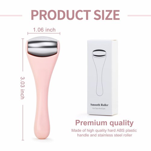 MAANGE Mini Eye & Face Rollers for Eye Massager, Stainless Steel Eye Ice Roller for Relief Puffiness Migraine Skincare Facial Roller (Pink)