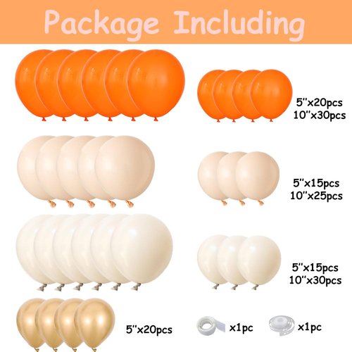 Little Cutie Party Decorations 155PCS Fall Orange Balloon Garland Arch Kit for Wedding Birthday Autumn Thanksgiving Party Supplies