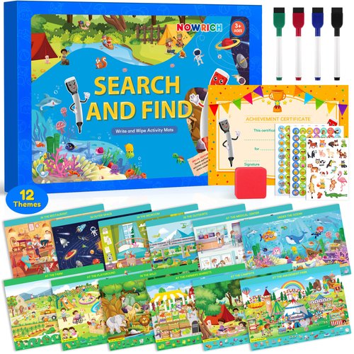 Preschool Learning Activities, Search and Find Books for Kids Ages 3,4,5,6, Montessori Busy Book for Toddlers, Educational Travel Game Toys for Road Trip Airplane, Birthday Gifts for Girl and Boy