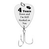 4th Anniversary Fishing Lure Gifts for Him 4 Years Down and I'm Still Hooked On You 4 Year Anniversary Present for Boyfriend Husband Fiance Christmas Birthday Valentines Gift for Men