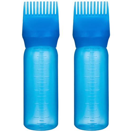 Yebeauty Root Comb Applicator Bottle, 2 Pack 6 Ounce Applicator Bottle for Hair Dye Bottle Applicator Brush with Graduated Scale- Clear Blue