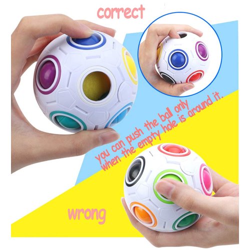 TANCH Magic Rainbow Ball Puzzle Cube Fidget Stress Relief Ball Brain Teasers Games Toys for Kids Adults (12 Holes)