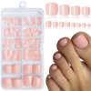Lifextol 240pc Press on Toenails for Women Toe Press on Nails Short Fake Toe Nails Press ons with Glue&Adhesive Tabs, Acrylic Toe Nail Tips False Toenail Press ons Artificial Fake Toenails-Nude