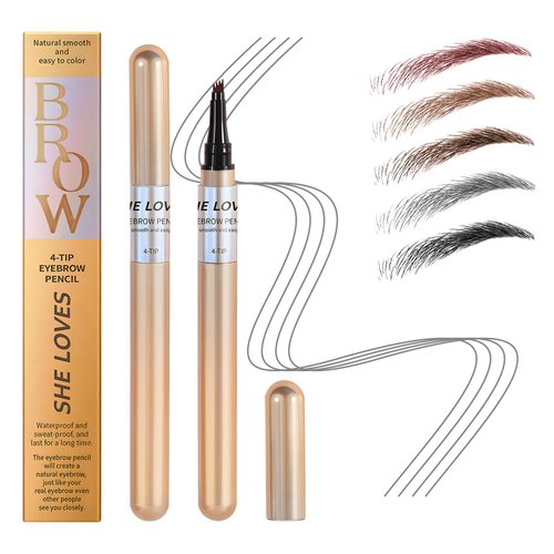 Natural Brow Eyebrow Pen, Magic Eyebrow Pencil Dark Brown, Microblading Eyebrow Pen, 3D Waterproof Eyebrow Pen, Eye Brow Pencils for Women (Dark Brown)