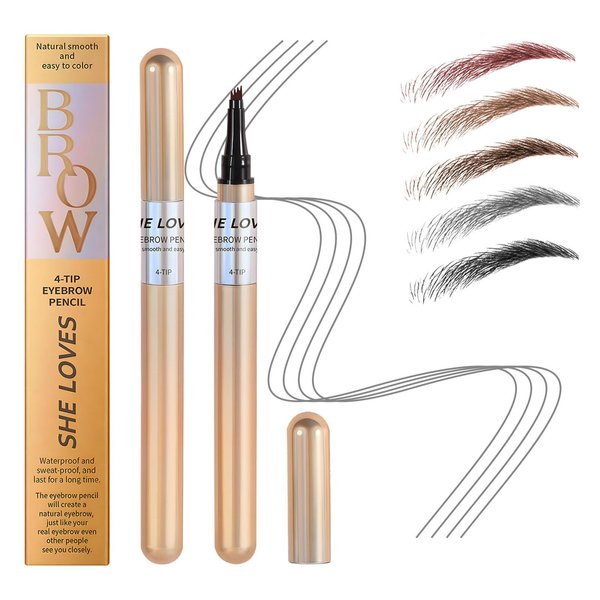 Natural Brow Eyebrow Pen, Magic Eyebrow Pencil Dark Brown, Microblading Eyebrow Pen, 3D Waterproof Eyebrow Pen, Eye Brow Pencils for Women (Dark Brown)