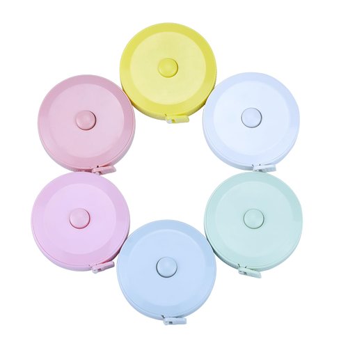 abolius 6 Pack Measuring Tape Retractable, 60-Inch 1.5 Meter Dual Sided Flexible Ruler, Push Button Sewing Measurement Tape, Body Measuring Tape, Retractable Small Mini Soft Sewing Fabric Cloth Waist