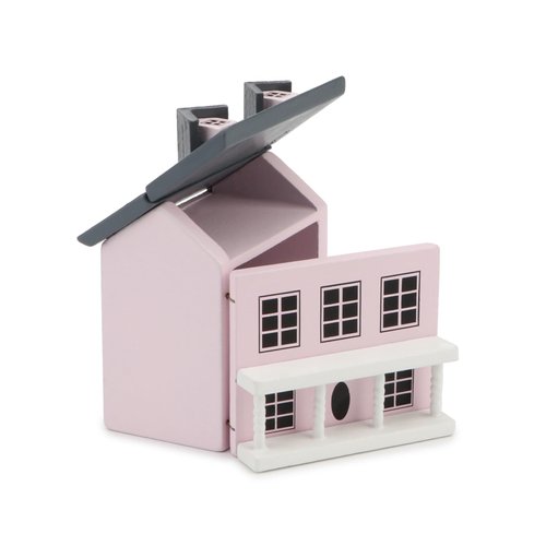 Miniature Cottage for Dollhouse Accessories Desktop Decor Wooden Mini House Storage Decoration Ornament Nice Present for Miniature Lovers (Pink)
