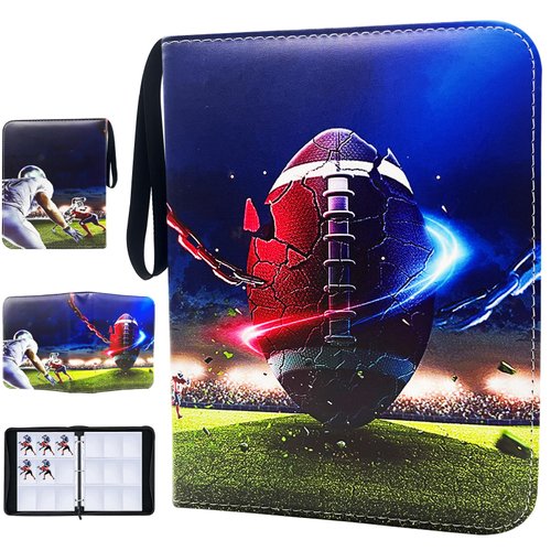 900 Cards Football Card Binder, 9-Pocket Card Collections Trading Card Binder 50 Pages Double-Sided Cards Holder with Zipper 3-Ring Card Album for Sports Football Card Sleeves Protectors
