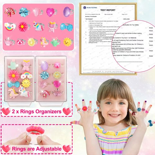 BEKALERZ Jewelry Toys-for-Girls,Toddler Girls Toys Age 6-8,Lovely Rings Kids-Toys for 3 4 5 6 7 8 9 10 Year Old Girls,Play Jewelry Princess Toys for Dress Up,Easter Birthday Unicorns-Gifts-for-Girls