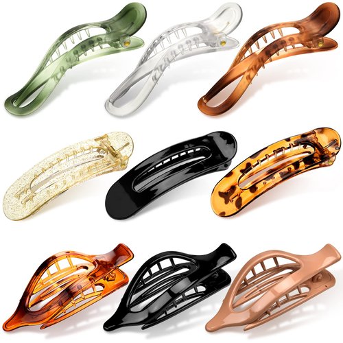 Yinder 9 Pcs Alligator Hair Clips Oval French Barrette Flat Claw Clips Duckbill Sectioning Hair Accessories for Women Jumbo Jaw Hair Clips for Styling Hair Clamps Barrettes for Gifts(Multi Color)