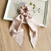 Champagne Silk Hair Scarf with Ribbon Bow Scrunchies for Women Girls, Bow Scrunchies for Hair, Ribbon Hair Ties with Bow, Chiffon Hair Ribbon Long Hair Bands Ties Ponytail Holder