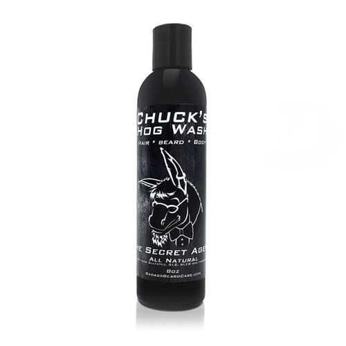 Chuck's Hog Wash - All Natural Beard and Body Wash - The Secret Agent Scent, 8 oz - Leaves Your Beard Softer than its Ever Been and is Suitable for Daily Use