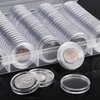 Hicarer 100 Pieces Clear Plastic Coin Capsules Coin Holders for Collectors Coin Protectors Coin Case with Storage Organizer Box for Morgan Silver Dollars Glitter Samples Collection Supplies, 30 mm