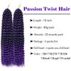 6 Packs Passion Twists Hair 18inch Ombre Purple Water Wave Crochet Hair Synthetic Crochet Hair Passion Twist Long Bohemian Locs Braiding Hair Extensions (T1B/Purple# 18" 6 packs)