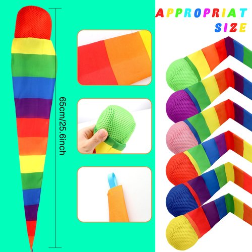 Kugliwa 15 Pcs Rainbow Catch Tail Balls Catch Tail Foam Balls Colorful Meteor Playground Ball Sports Comet Balls Throw and Catch Ball with Rainbow Tail for School Educational Training
