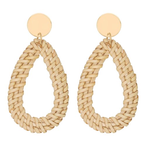 Dodocatie Rattan Dangle Earrings for Women, Boho Statement Handmade Unique Summer Tropical Straw Wicker Loop Circle Earrings Fashion Trendy Bohemian Beach Accessories