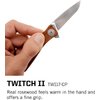 SOG Twitch ll Drop Point Pocket Knife - SOG Assisted Technology EDC Knife with 2.65 Inch Stainless Steel Blade and Wood Handle- Satin (TWI17-CP)