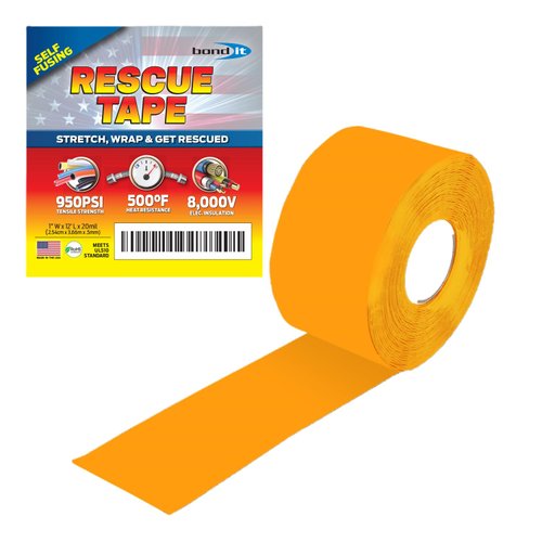 Rescue Tape, Self-Fusing Silicone Tape, Emergency Plumbing Pipe & Radiator Hose Repair, Electrical Insulation, Military Std, 1" x 12', Yellow
